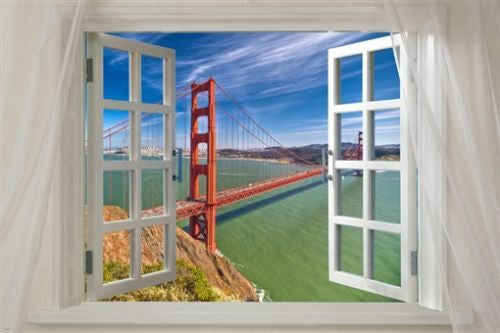 WINDOW to GOLDEN GATE BRIDGE scenic poster LANDMARK 24X36 sky sea beauty