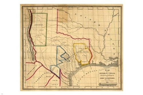 WOODWARD texas VINTAGE poster 1842 24X36 historic EDUCATIONAL top notch