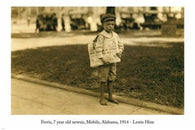 Lewis Hine, Ferris 7 YEAR OLD NEWSIE photo poster MOBILE alabama 1914 24X36