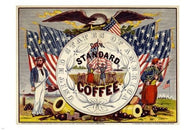 vintage wood cut coffee ad poster 24X36 PATRIOTIC old fashion UNITED STATES
