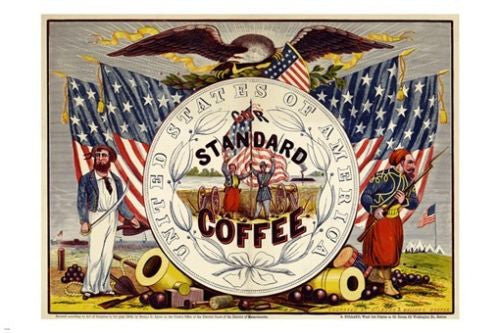 vintage wood cut coffee ad poster 24X36 PATRIOTIC old fashion UNITED STATES