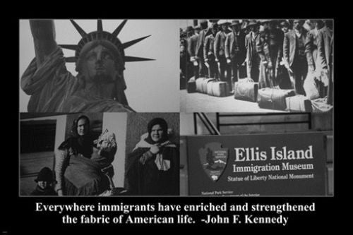 ELLIS ISLAND motivational POSTER JFK quote 24X36 US immigration SYMBOLIC