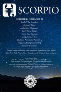 Scorpio Description Astrology Poster 24X36 QUALITIES FAMOUS PEOPLE QUOTES