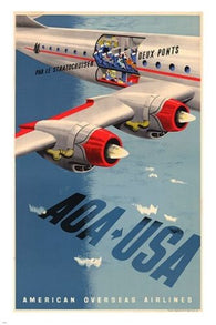 aoa usa STRATOCRUISER AIRLINER vintage travel poster SPORTY CLASSIC 24X36
