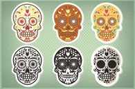 MEXICAN SUGAR SKULL SET vintage art poster DIA DE LOS MUERTOS ornate 24X36