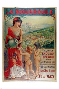 LA BOURBOULE vintage ad poster PEASANT WOMAN WITH URN unique EUROPEAN 24X36
