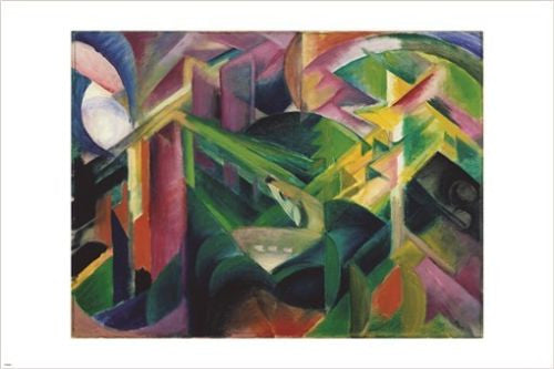 franz marc DEER IN A MONASTERY GARDEN vintage art poster CUBIST MODERN 24X36