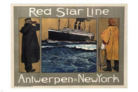 RED STAR LINE vintage travel poster H cassiers BELGIUM 1908 24X36 boat cruise