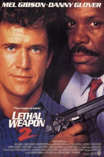 LETHAL WEAPON 2 classic movie poster MEL GIBSON DANNY GLOVER cops 24X36 BOLD