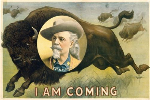 BUFFALO BILL CODY vintage ad poster SYMBOLIC HISTORIC collectors 24X36 BOLD
