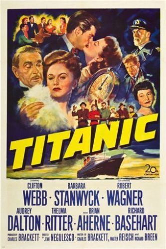 TITANIC CLASSIC MOVIE POSTER 1953 barbara stanwyck DISASTER drama 24X36