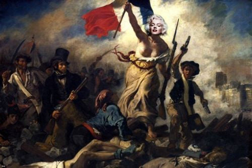 Eugène Delacroix LA LIBERTY poster famous MARILYN MONROE 24X36 french flag