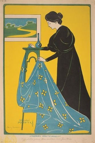 ameublement gouthier VINTAGE FRENCH AD poster HENRI MEUNIER sewing 24X36 GEM