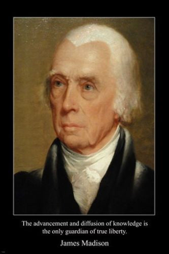 portrait JAMES MADISON 4th PRESIDENT USA FOUNDING FATHER poster 24X36 RARE