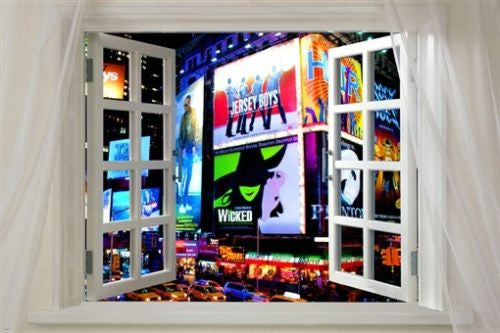 WINDOW onto TIME square SCENIC poster 24X36 BRIGHT colorful FAMED new york