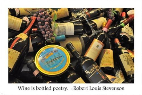 WINE BOTTLES inspirational poster r. louis STEVENSON quote 24X36 poetic