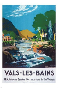 VALS-LES-BAINS french vintage travel poster GORGEOUS COLOR NATURE 24X36 hot