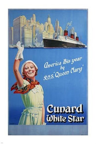 CUNARD LINE white star VINTAGE TRAVEL POSTER steam ship classic 24X36 HOT