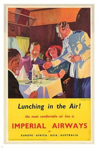 LUNCHING IN THE AIR vintage travel poster IMPERIAL AIRWAYS 24X36 classy