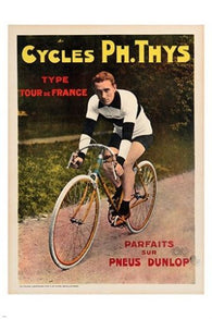 bicycle racing cyclist DUNLOP TIRE tour de france VINTAGE AD poster 24X36