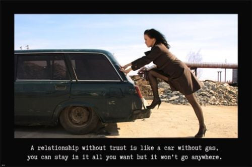 Sexy Woman PUSHING CAR Inspirational Poster 24X36 quote about relationships