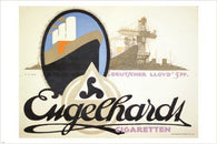 lloyd-cigaretten ENGELHARDS german vintage BOAT TRAVEL POSTER unique 24X36