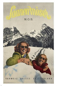 SAANENMOSER suisse switzerland SHEIZ artist vintage AD POSTER snowy 24X36