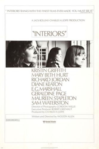 WOODY ALLEN'S INTERIORS movie poster 24X36 GERALDINE PAGE 1978 dramatic gem