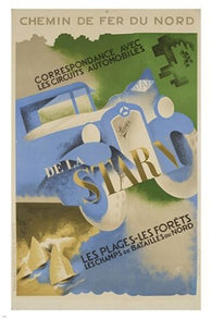 JUNOT chemin du nord STARN vintage travel poster FRENCH RARE unique 24X36