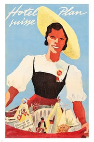 SWITZERLAND vintage tourism poster TRADITIONAL cheerful 24X36 COLLECTORS