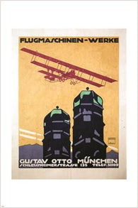 flugmaschinen werke GUSTAV OTTO vintage german plane TRAVEL POSTER 24X36 new