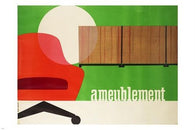 ameublement design funiture FRENCH 1964 VINTAGE AD POSTER 24X36 prized rare