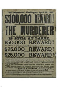 LINCOLN assasination REWARD POST vintage ad poster COLLECTORS unique 24X36