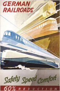 GERMAN RAILROADS vintage train travel poster SLEEK EFFICIENT FAST 24X36 new