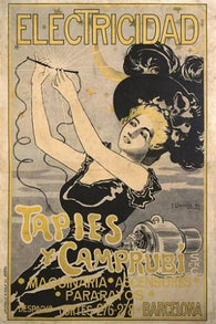 ELECTRICIDAD TAPIES & CAMPRUBI  vintage ad poster JOAN LLAVERIAS 24X36 hot