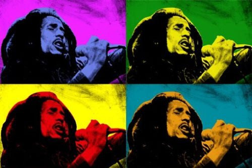 BOB MARLEY celebrity singer POP ART POSTER multiple images COLORFUL 24X36