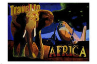 VINTAGE travel to AFRICA poster ELEPHANT plane EXOTIC ADVENTURE 24X36 rare!