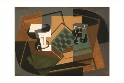 JUAN GRIS vintage painting ART POSTER chessboard, glass & dish MODERN 24X36