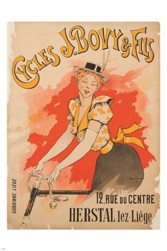 CYCLES J BOVY & SONS vintage french ad poster ARMAND HENRION 24X36 stylish