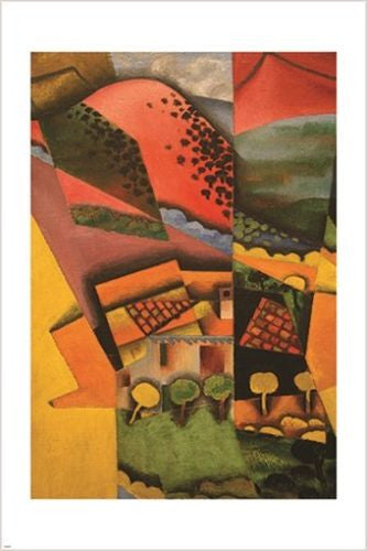 CHIC HOME DECOR landscape cubism COLORFUL SHAPES abstraction UNUSUAL 24X36