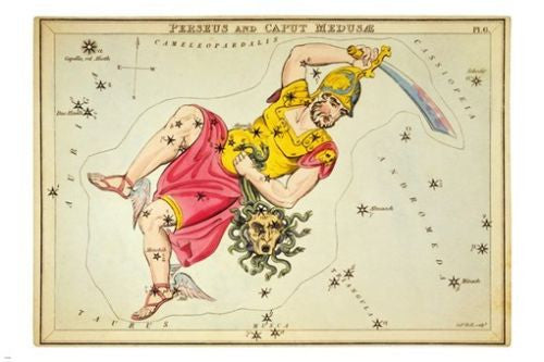 urania's mirror PERSEUS & CAPUT MEDUSAE 1825 astronomy poster 24x36 STARS