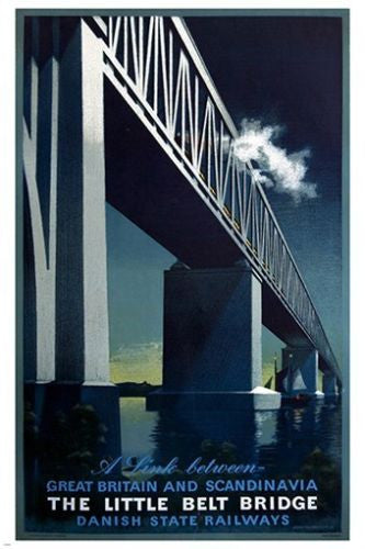 the little belt bridge VINTAGE TRAVEL POSTER bold engineering PRIZED 24X36