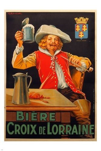 BIERE CROIX DE LORRAINE french beer ad poster TRADITIONAL historic 24X36 NEW