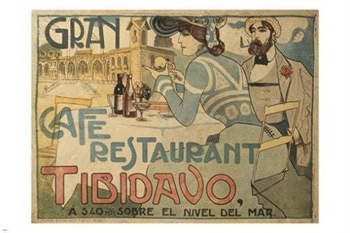 gran cafe restaurant tibidavo VINTAGE AD POSTER ricardo opisso SPANISH 24X36