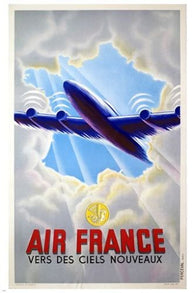 vintage TRAVEL POSTER french airline GLAMOROUS animated aeronautic 24X36 NEW