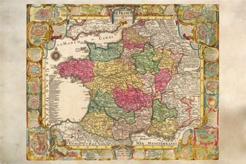 1740 KINGDOM OF FRANCE POSTER showing 'Louis the Grand' kingdom NEW 24X36