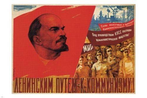 LENIN'S road to COMMUNISM vintage POSTER soviet UNION 24X36 propoganda GEM