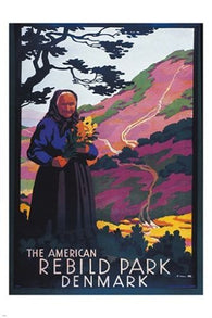 REBILD NATIONAL PARK DENMARK vintage travel poster COLORFUL historic 24X36