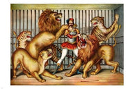 LION TAMER fine arts poster 1873 24X36 CIRCUS PERFORMER caged animals RARE
