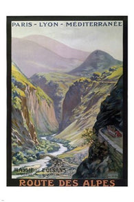 road to the alpes mountains VINTAGE FRENCH TRAVEL POSTER collectors 24X36